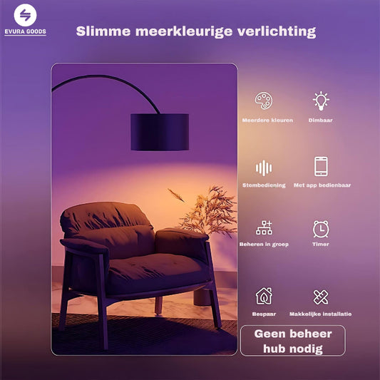 E27 Smart Bulb, dimbaar, RGB en warm wit licht, spraakbediening, met app- en spraakbediening, met timerfunctie en makkelijke installatie