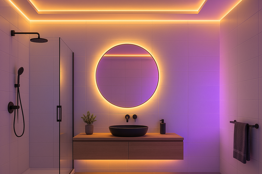 Stijlvol verlichte badkamer