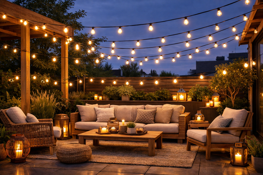 Lichtsnoeren warm wit: zo kies je de juiste sfeerverlichting voor tuin, balkon en terras