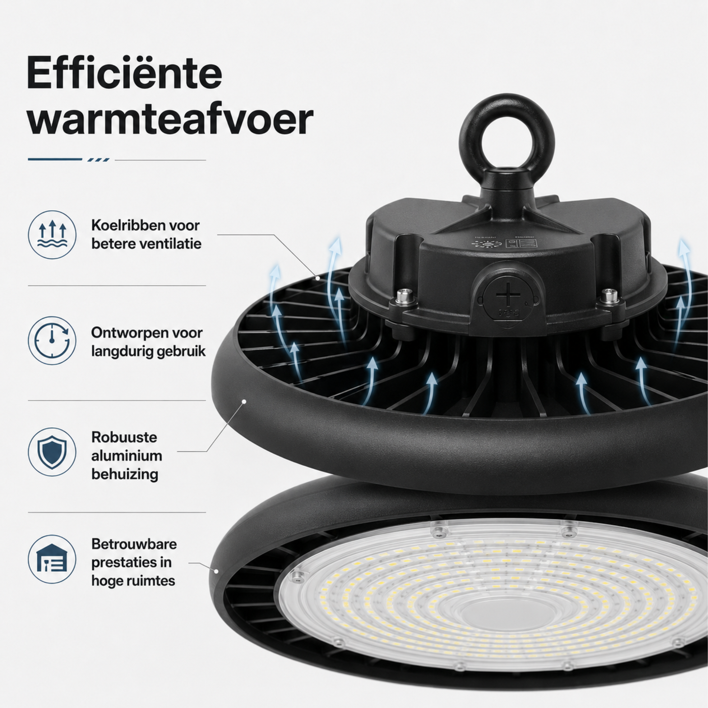 Evura UFO LED High Bay - 200W - 6000K - IP65 - Dimbaar - 36000 lumen - Evura Goods