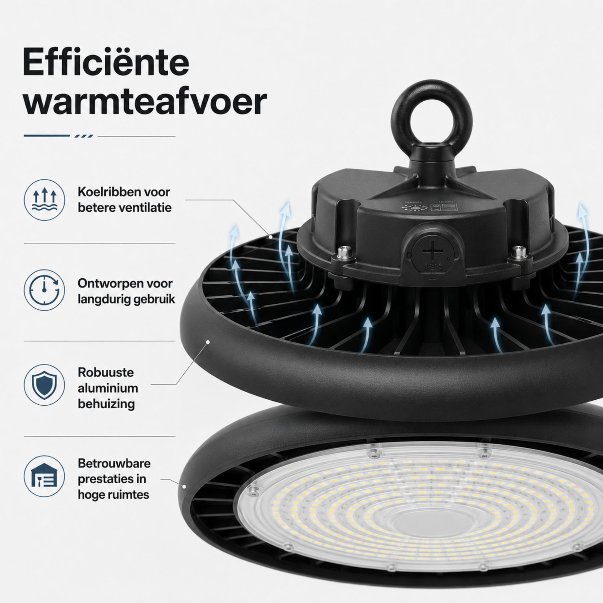 Evura UFO LED High Bay - 200W - 6000K - IP65 - Dimbaar - 36000 lumen - Evura Goods