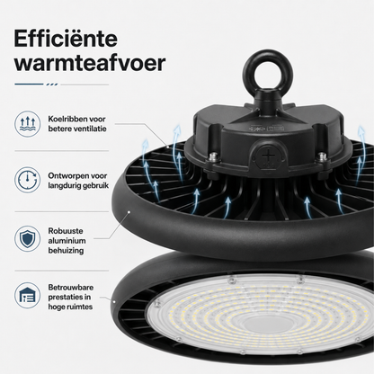 Evura UFO LED High Bay - 200W - 6000K - IP65 - Dimbaar - 36000 lumen - Evura Goods