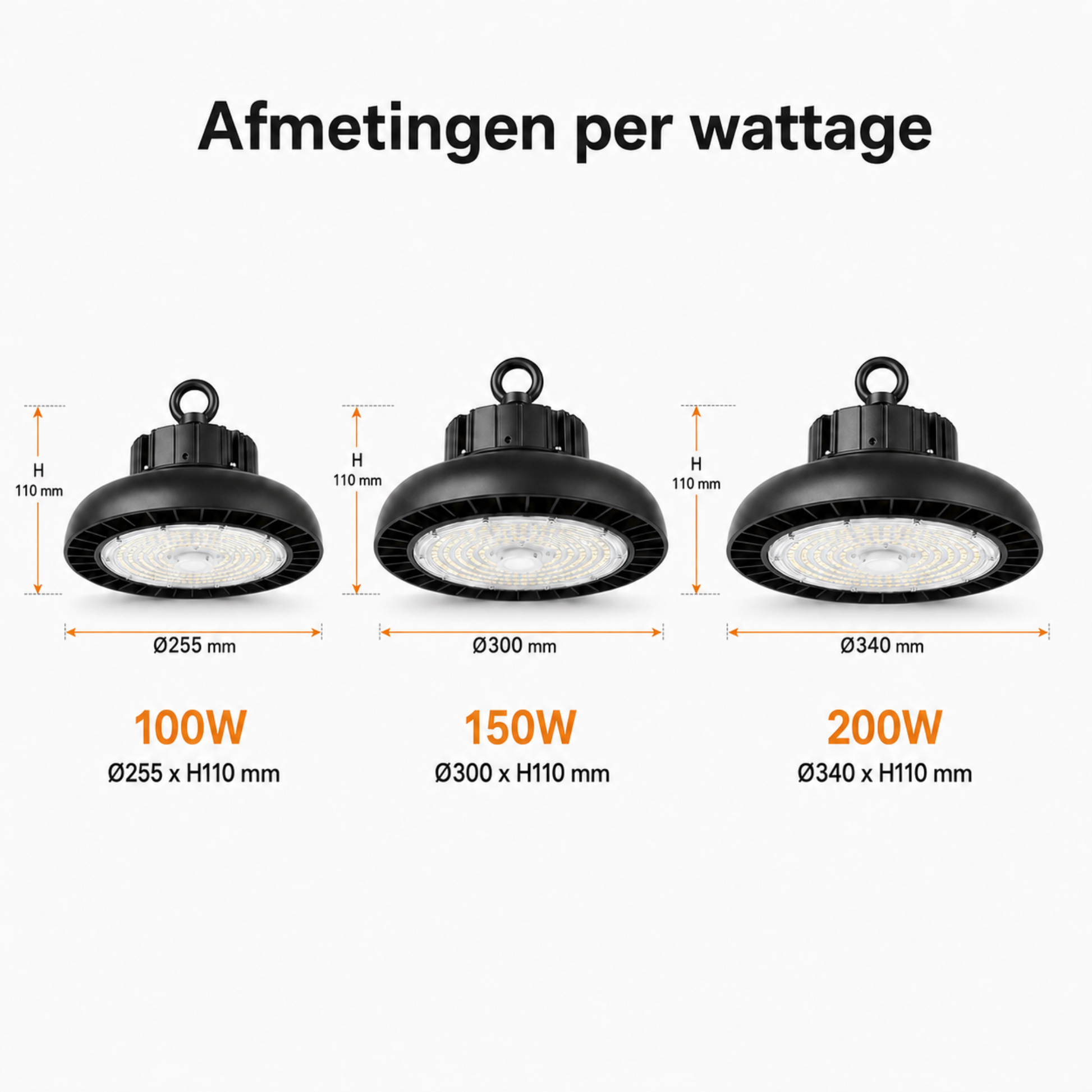 Evura UFO LED High Bay - 200W - 6000K - IP65 - Dimbaar - 36000 lumen - Evura Goods