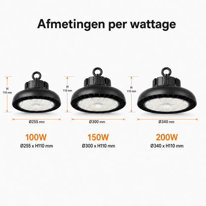 Evura UFO LED High Bay - 200W - 6000K - IP65 - Dimbaar - 36000 lumen - Evura Goods