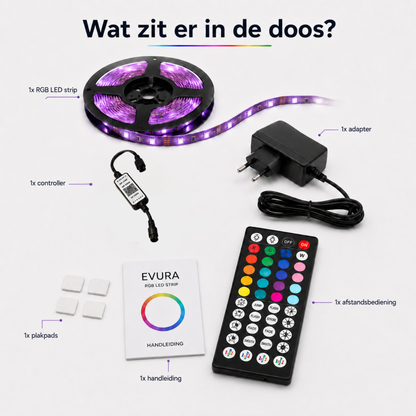 Evura LED Strip 10M – Slimme RGB Verlichting met App, Timer & Muziekmodus - Evura Goods