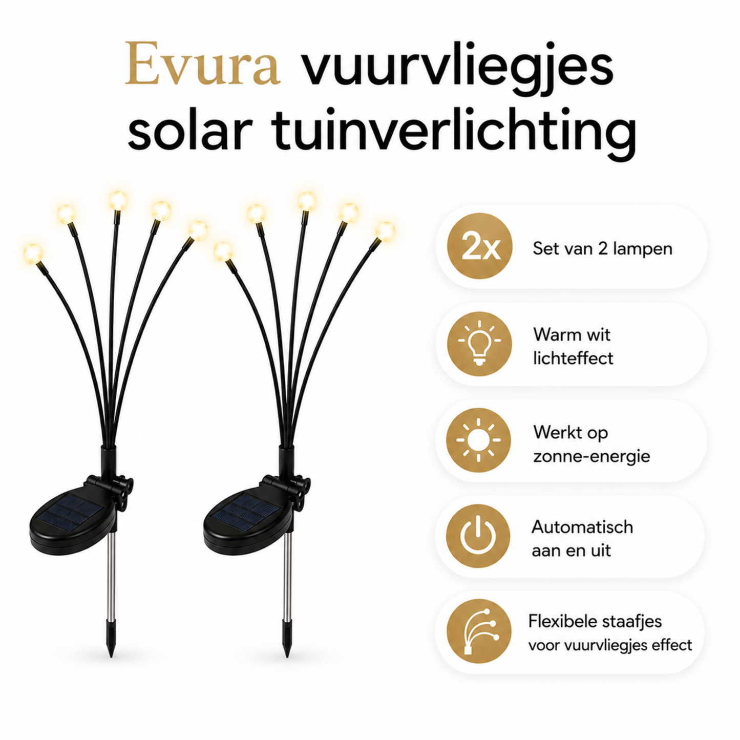 Glühwürmchen Solar Gartenleuchten 2er-Set – Warmes Licht, IP65 & Solarenergie, 6 Leuchten