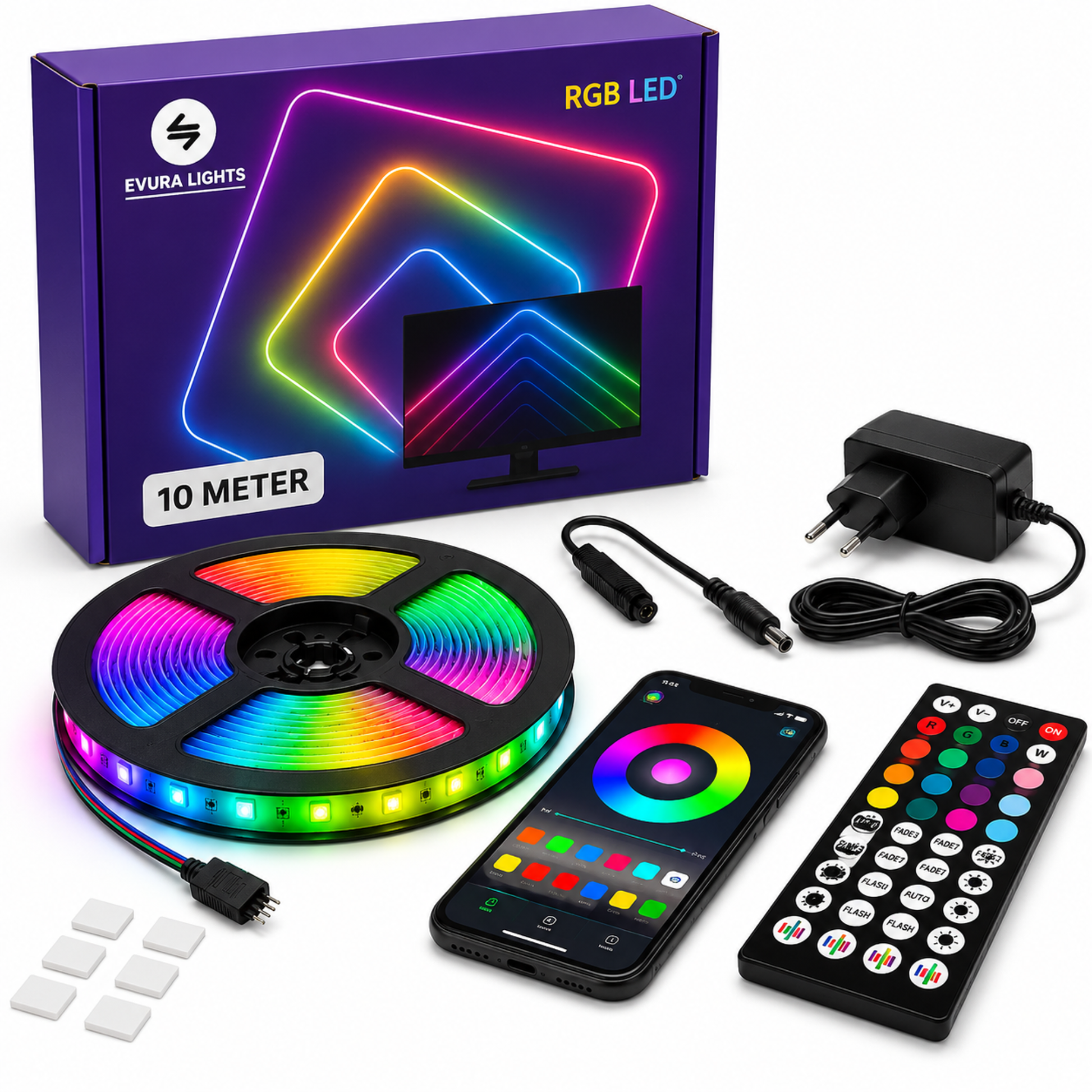 Evura LED Strip 10M – Slimme RGB Verlichting met App, Timer & Muziekmodus - Evura Goods