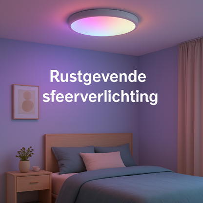 Slimme plafondlamp instelbaar in RGB & wit licht, ideaal voor in slaapkamer door timerfunctie en dimbaarheid