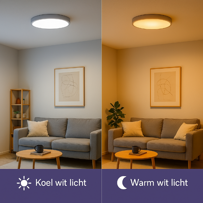Slimme plafondlamp bedienbaar met warm wit en koud wit licht