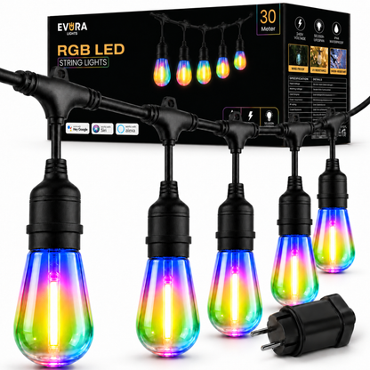 Evura RGB Lichtsnoer Buiten – Multicolor Smart LED Lampen – App Bediening - Evura Goods