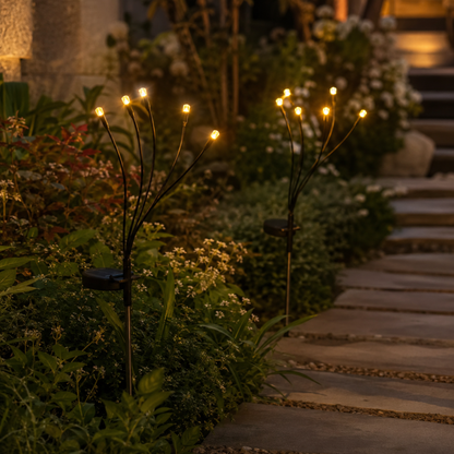 Glühwürmchen Solar Gartenleuchten 2er-Set – Warmes Licht, IP65 & Solarenergie, 6 Leuchten
