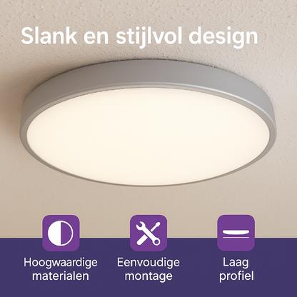 Slimme dunne plafondlamp, laag profiel en grootte 30cm. eenvoudig te monteren