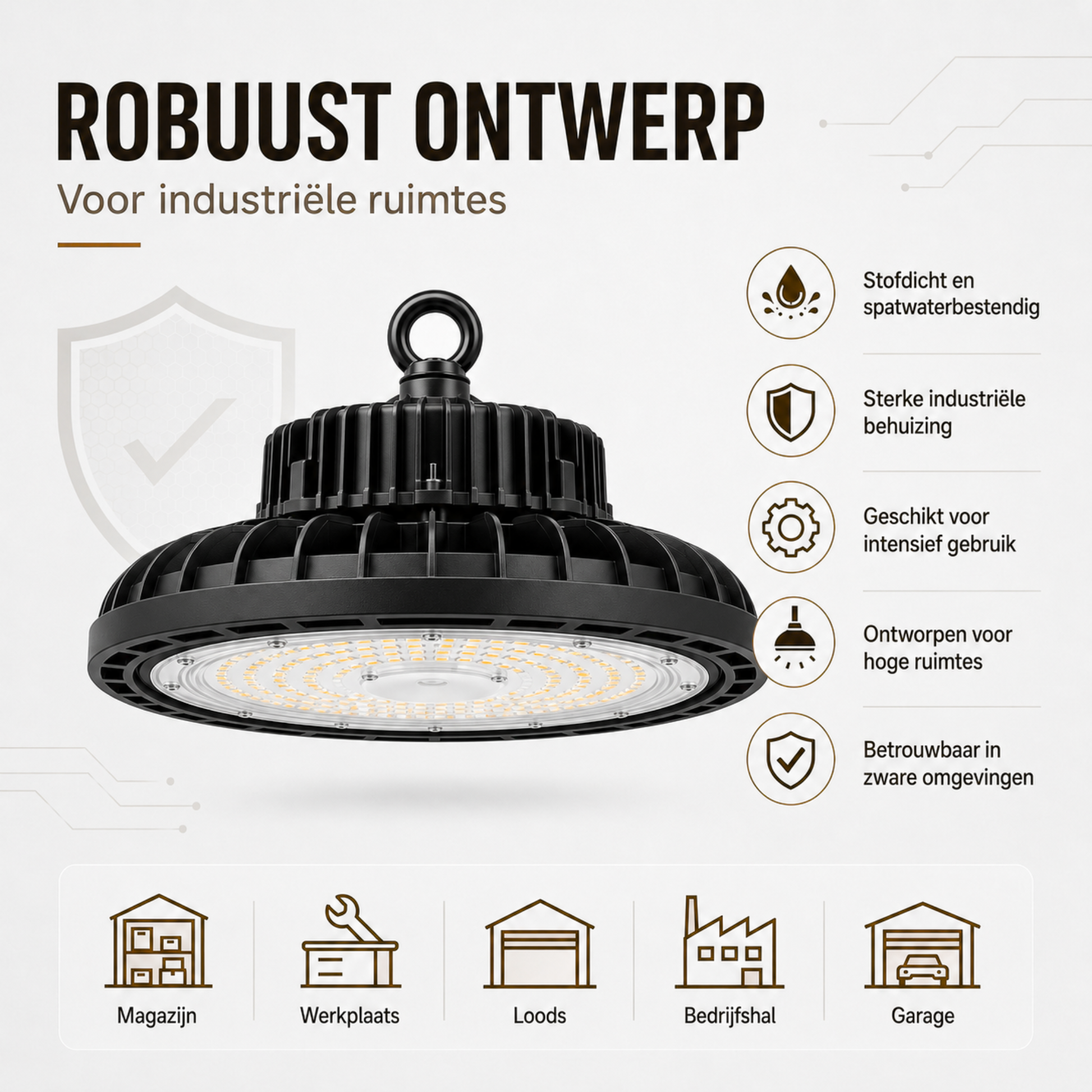 Evura UFO LED High Bay - 200W - 6000K - IP65 - Dimbaar - 36000 lumen - Evura Goods
