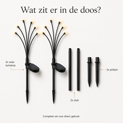Glühwürmchen Solar Gartenleuchten 2er-Set – Warmes Licht, IP65 & Solarenergie, 6 Leuchten