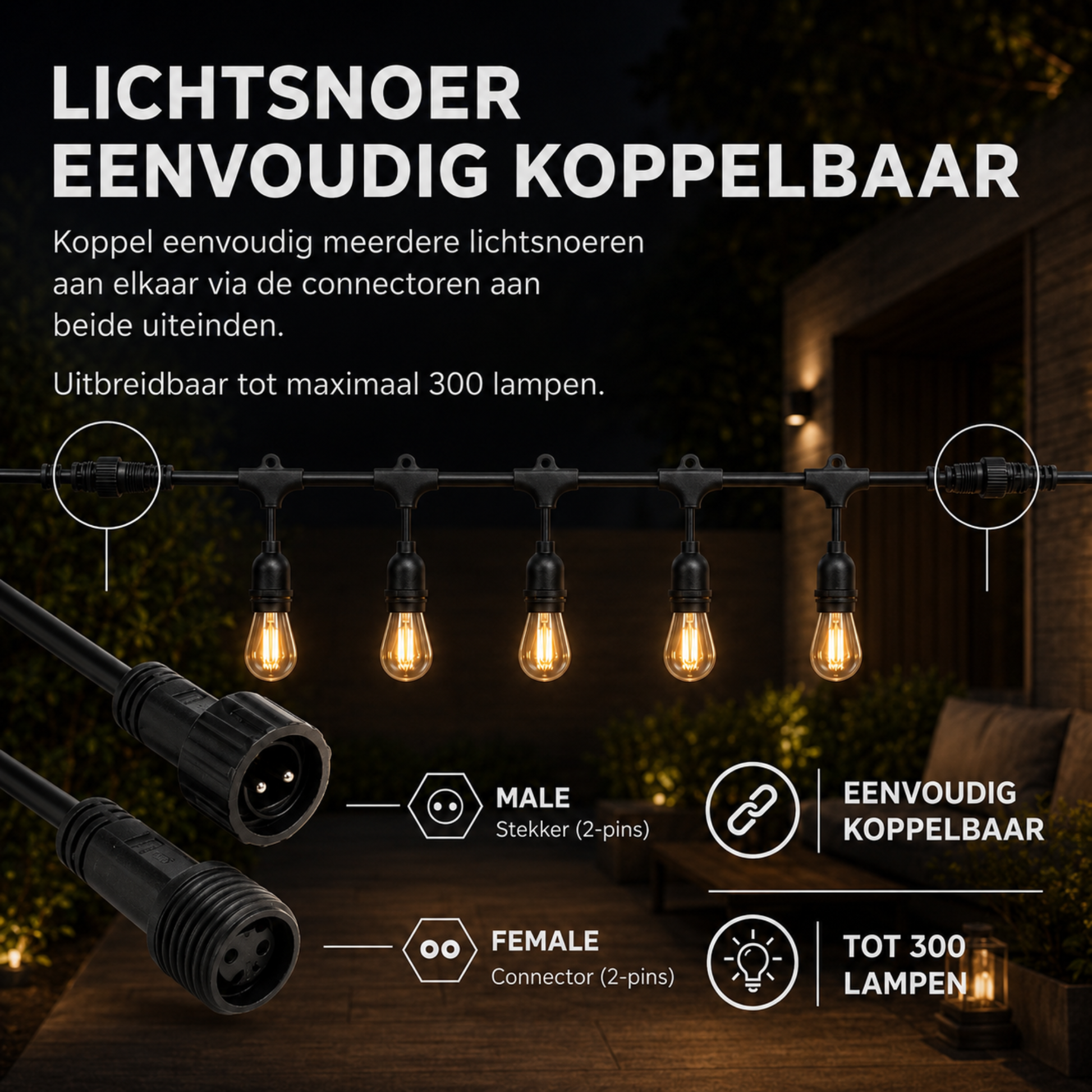Evura Lichtsnoer Buiten Warm Wit - Evura Goods