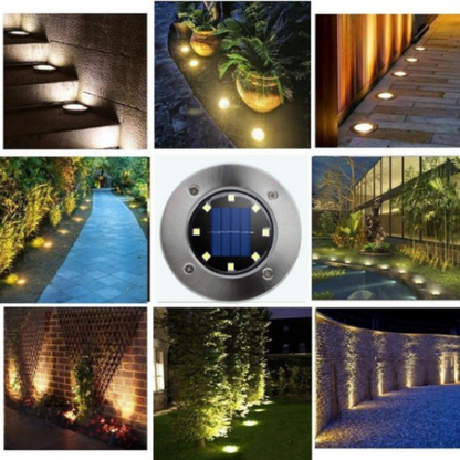 Evura solar grondspots met LED-verlichting voor tuinpaden, opritten en terrassen. Waterdicht, oplaadbaar op zonne-energie en eenvoudig te installeren.
