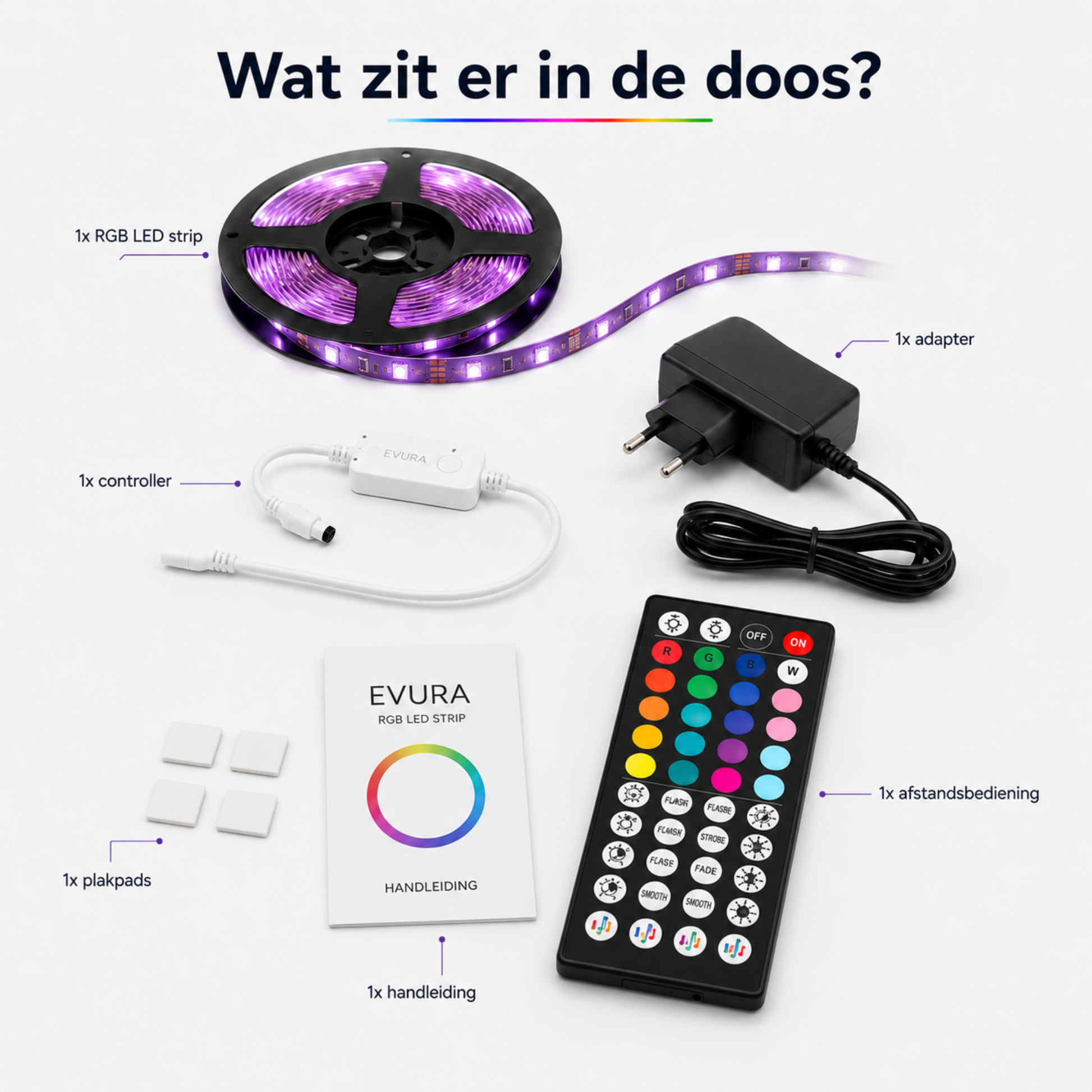 Evura LED Strip 5M 60 LEDS p/m - WIFI– Slimme RGB Verlichting met App, Timer & Muziekmodus - Evura Goods