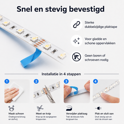 Evura LED Strip 10M – Slimme RGB Verlichting met App, Timer & Muziekmodus - Evura Goods