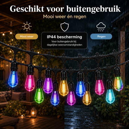 Evura RGB Lichtsnoer Buiten – Multicolor Smart LED Lampen – App Bediening - Evura Goods