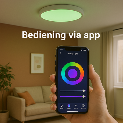 Slimme plafondlamp die volledig te bedienen is met een app op je smartphone