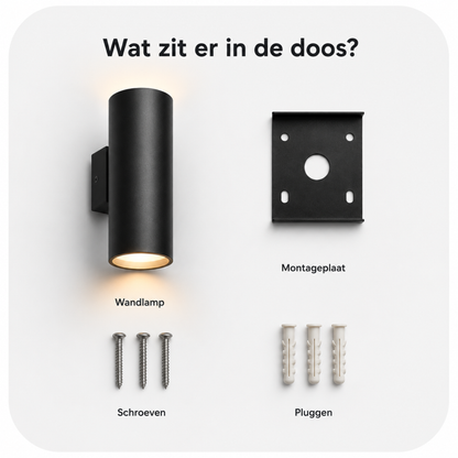 Evura Ronde Wandlamp Buiten - Zwart - Up Downlight - IP65 - Wit Licht - Evura Goods
