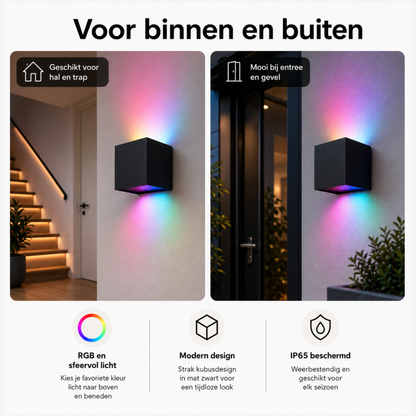 Evura RGBW Wandlamp Buiten - Zwart - Up Downlight - IP65 - Tuya App - Evura Goods