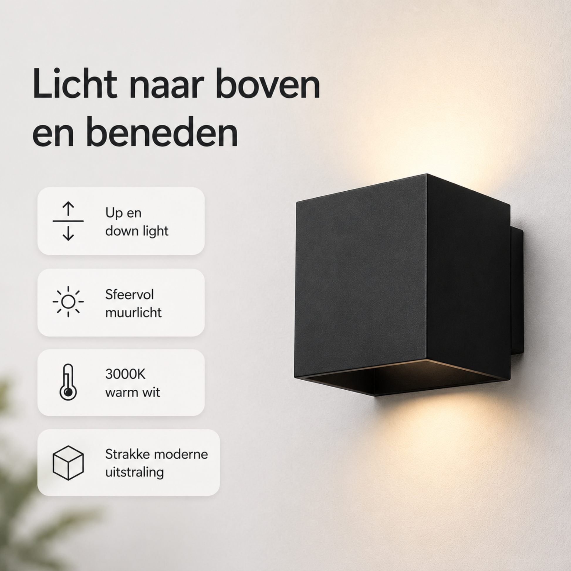 Evura Wandlamp Buiten - Zwart - Up Downlight - IP65 - Warm Wit - Evura Goods