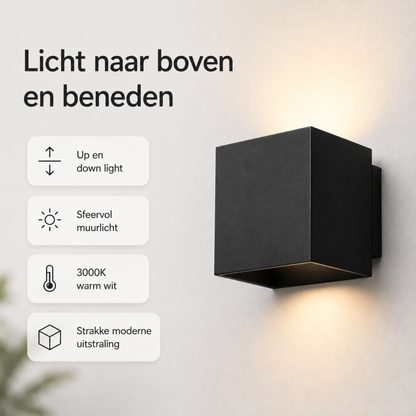 Evura Wandlamp Buiten - Zwart - Up Downlight - IP65 - Warm Wit - Evura Goods