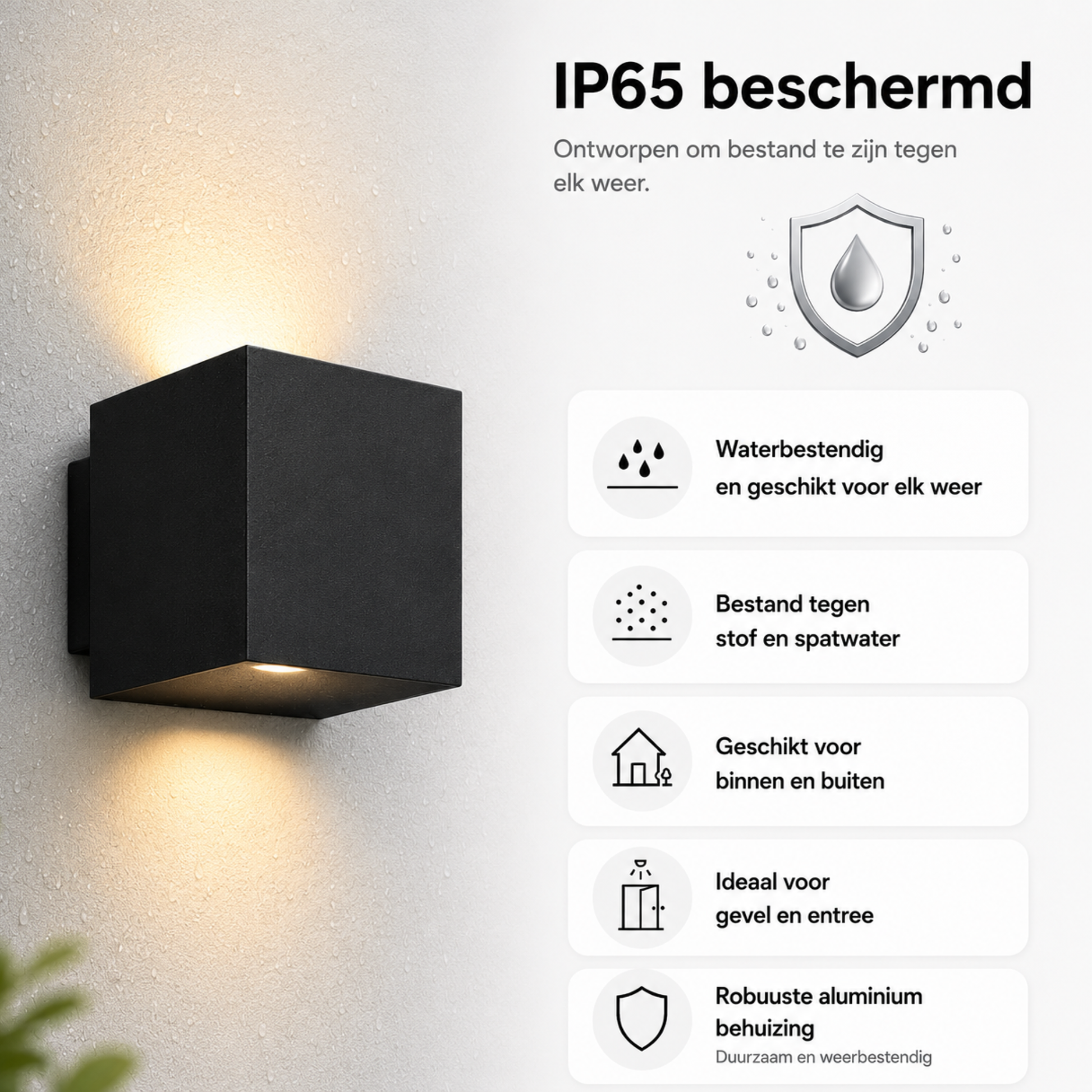 Evura Wandlamp Buiten - Zwart - Up Downlight - IP65 - Warm Wit - Evura Goods