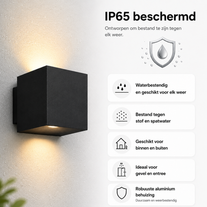 Evura Wandlamp Buiten - Zwart - Up Downlight - IP65 - Warm Wit - Evura Goods