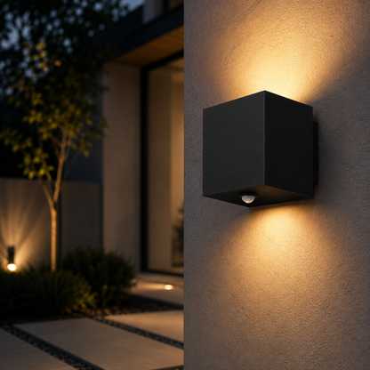 Evura Wandlamp Buiten - Met Bewegingssensor - Zwart - Up Downlight - IP65 - Warm Wit - Evura Goods
