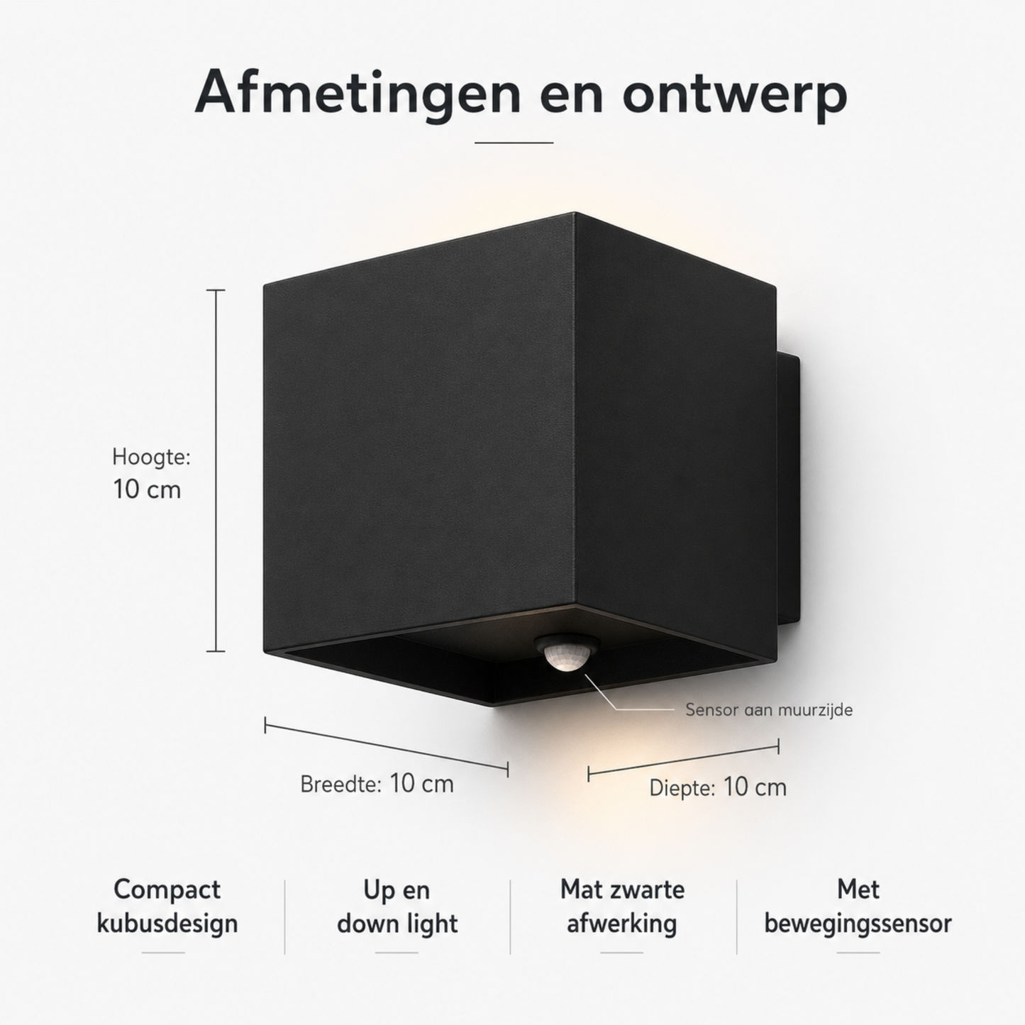 Evura Wandlamp Buiten - Met Bewegingssensor - Zwart - Up Downlight - IP65 - Warm Wit - Evura Goods