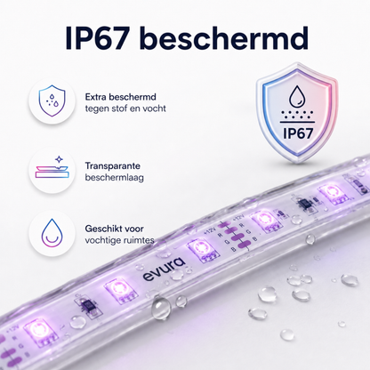 Evura LED Strip 10M Waterproof IP67 – RGB Verlichting met App & Timer - Evura Goods